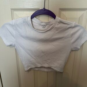 Garage White Ribbed Crop Top